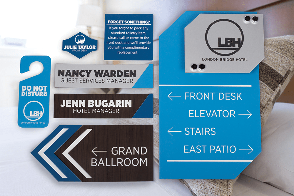 Rowmark material sample with lettering