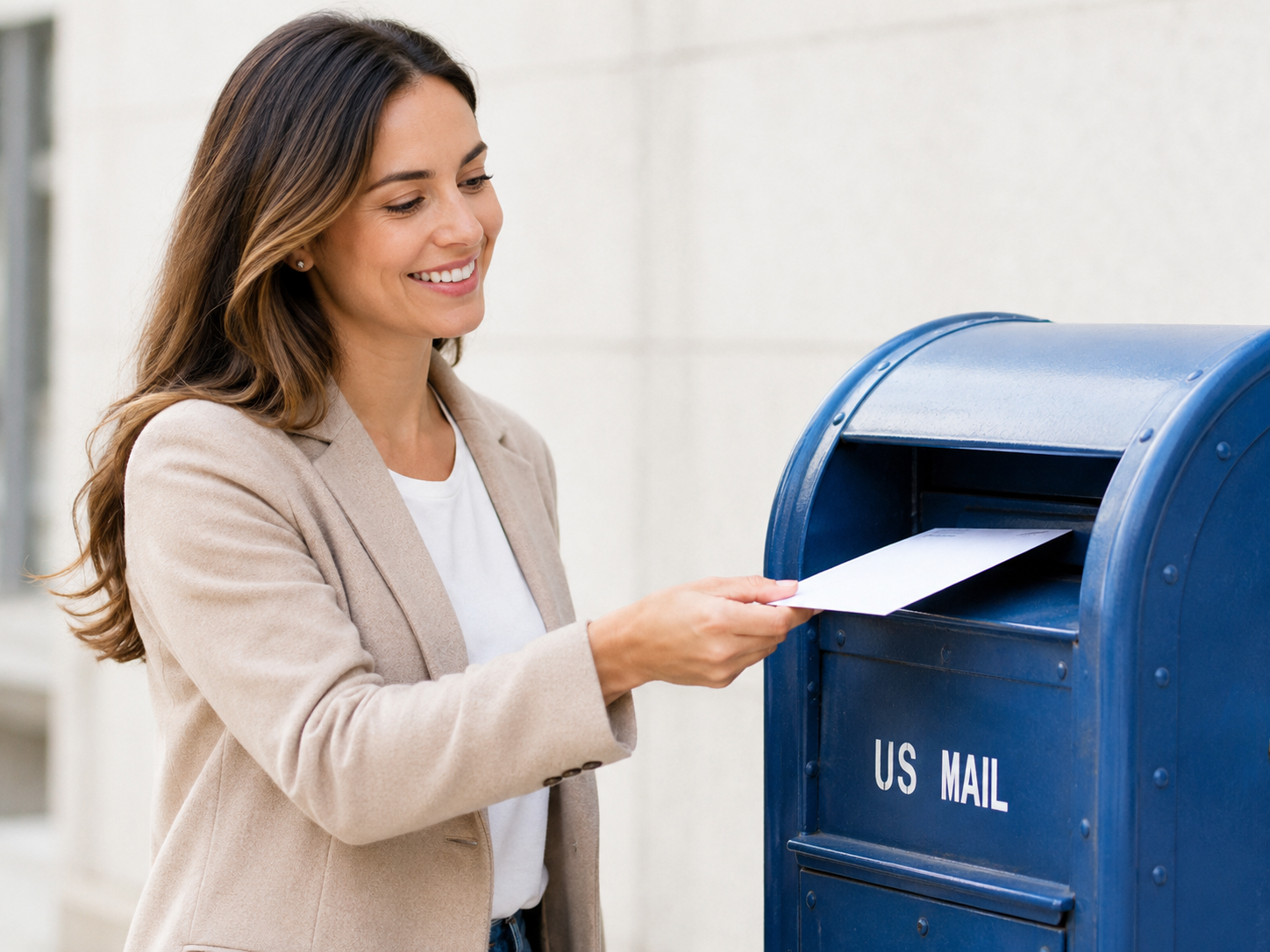 Mailing a letter at a US Mail box